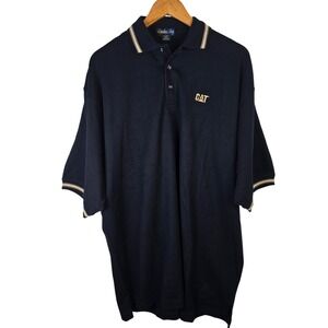 Catalina Bay CAT Embroidered Polo Shirt‎ Mens 2XL Black Short Sleeve
